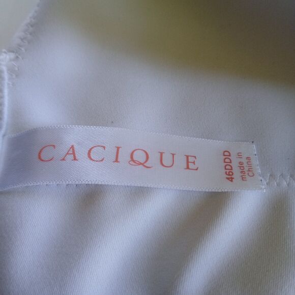 Cacique 46DDD Lightly Lined Full Coverage 4 Hook Pink White Leaves Plus Size - Picture 8 of 9